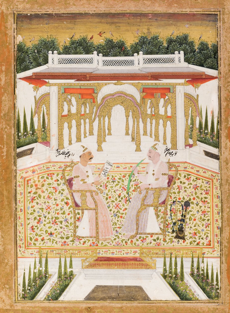 Nawab Mir Alam Bahadur和Raja Chandu Lal Bahadur，c.1800（不透明的wc＆黄金在纸上） 作者 印度学校