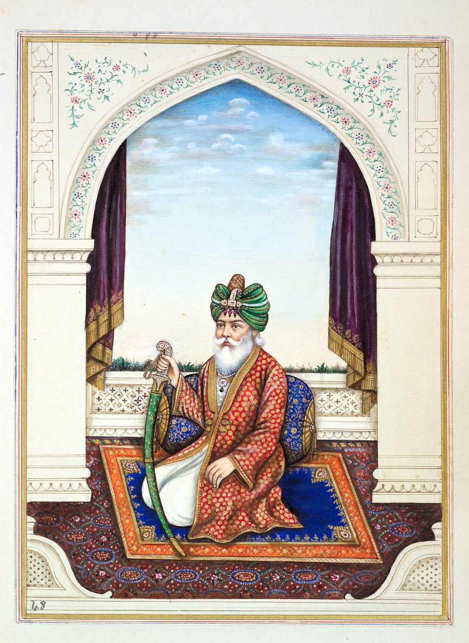 Nawab Mozaffir Khan（Multani），来自旁遮普王国，其统治者和酋长，第二卷，由一位身份不明的印度艺术家进行的30项水彩研究，第1840页（纸上写着） 作者 印度学校