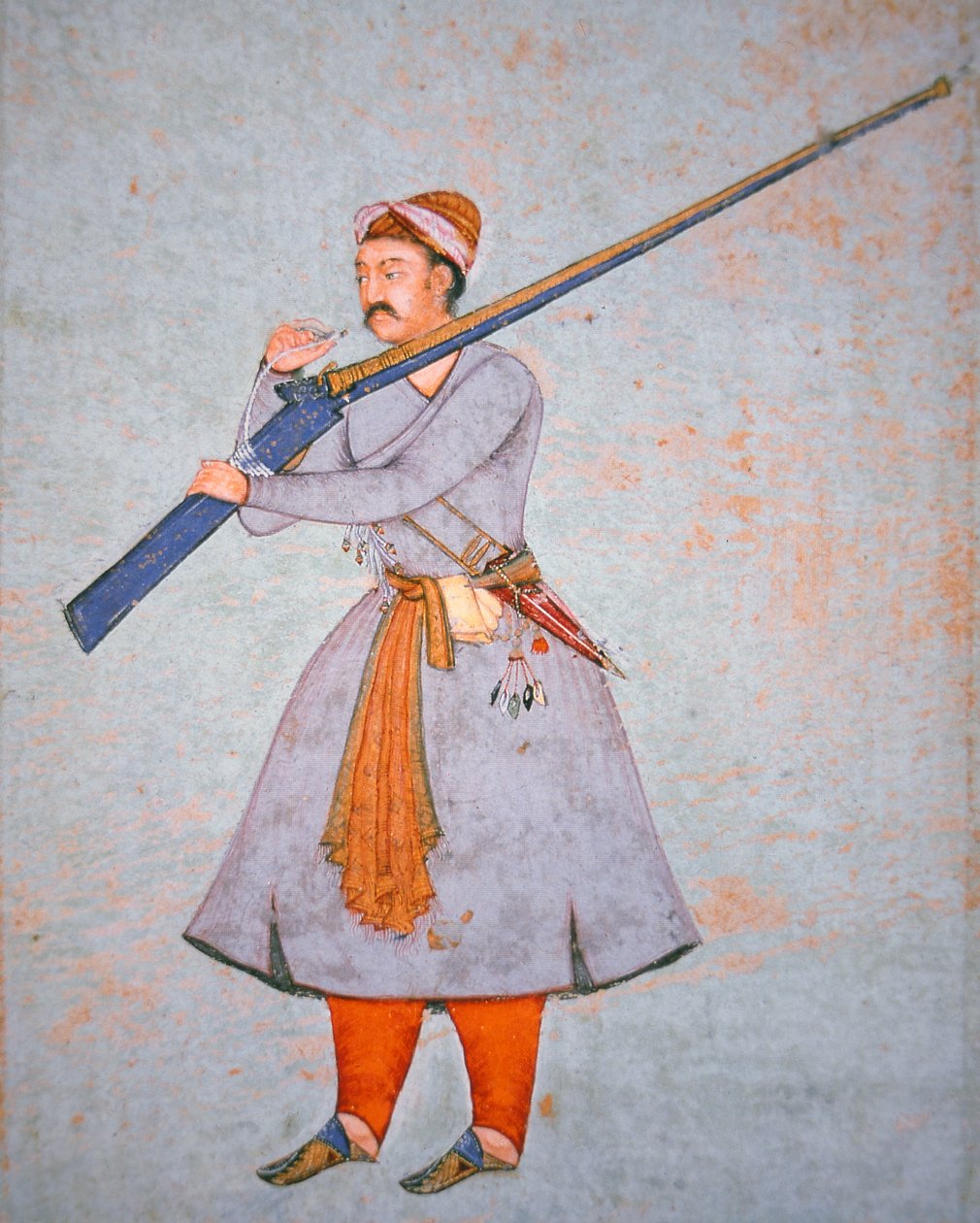莫卧儿军队的官员，约1585年（彩色平版印刷）。 作者 印度学校