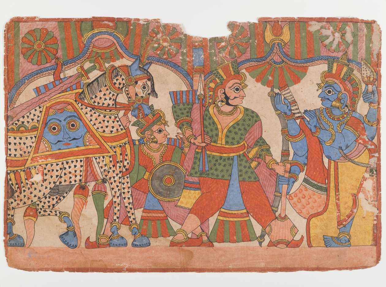 Mahabharata系列的页面，c.1830-50（纸上的墨水和颜色） 作者 印度学校