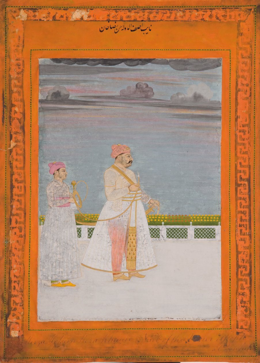 Mirza Husain Raza Khan的肖像，1780年（不透明的wc和黄金在纸上） 作者 印度学校