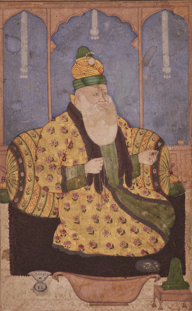 Sufi酋长的肖像，c.1670（不透明的wc＆黄金在纸上） 作者 印度学校