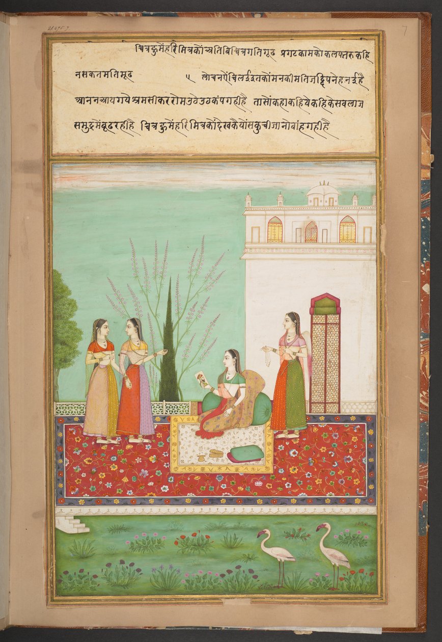 Radha 通过一幅画与［她的爱人］隐秘相会 作者 印度学校