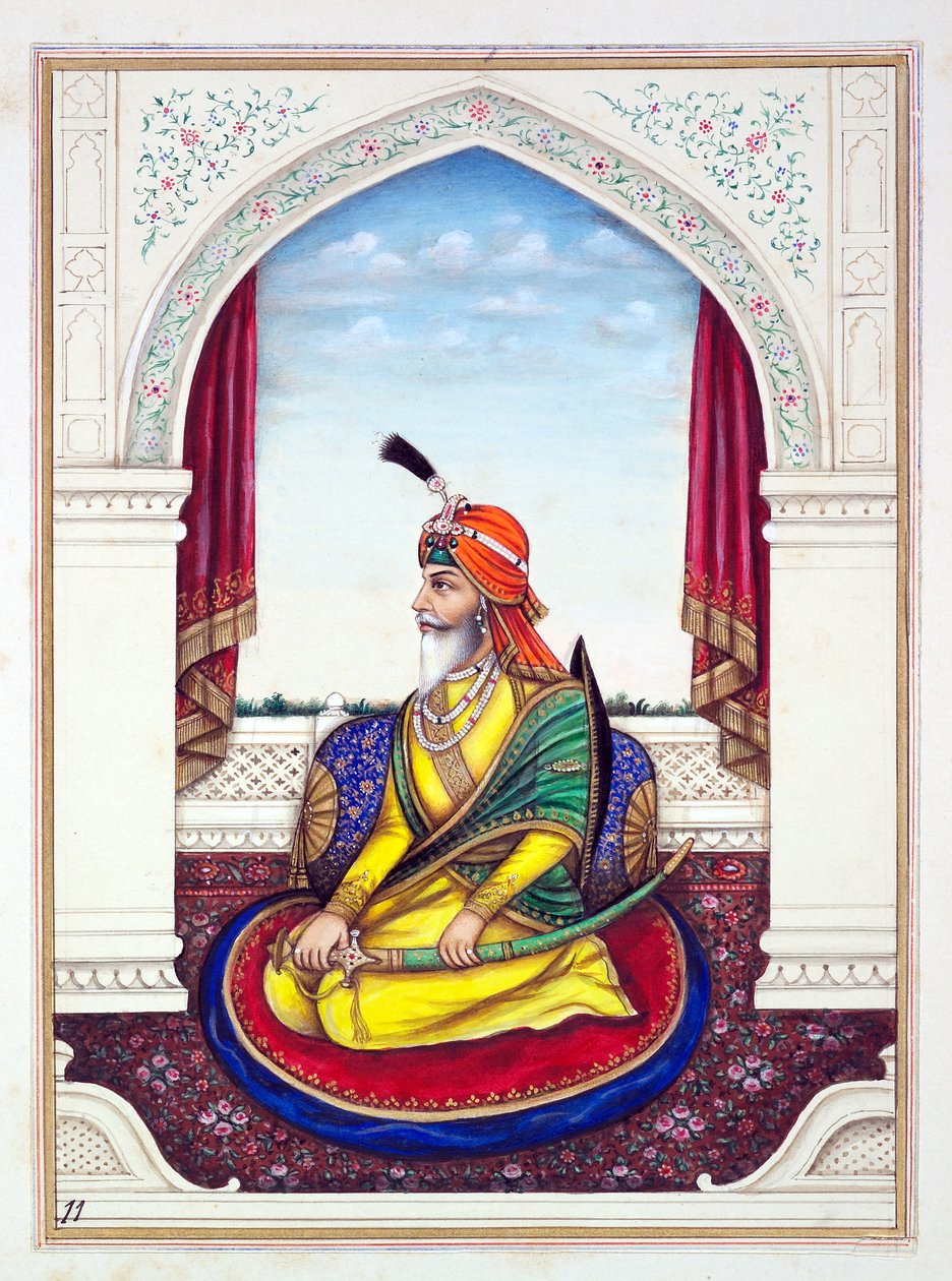 来自旁遮普王国的Rajah Chattar Singh，其统治者和酋长，第一卷，由一位身份不明的印度艺术家进行的27次水彩研究，第1840页（纸上写着） 作者 印度学校