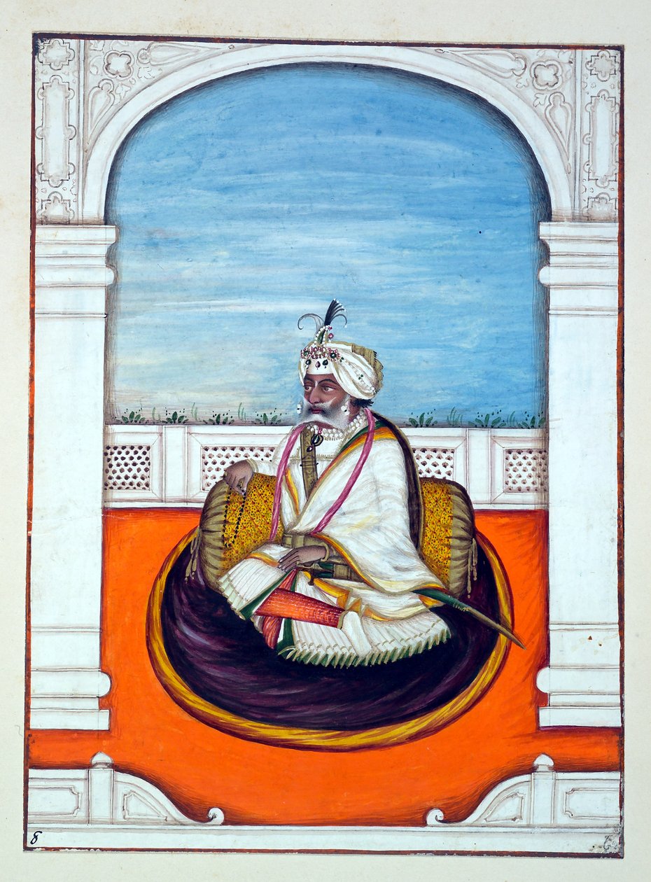 Rajah Gulab Singh，来自旁遮普王国，其统治者和酋长，第一卷，由一位身份不明的印度艺术家进行的27次水彩研究，1840年（纸上写着） 作者 印度学校