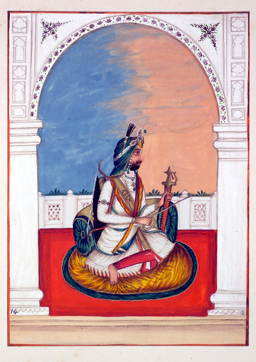 Rajah Hira Singh，来自旁遮普王国，其统治者和酋长，第一卷，由一位身份不明的印度艺术家进行的27项水彩研究，c。 1840年（纸上wc） 作者 印度学校