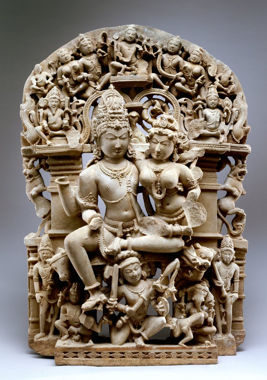 Ravana和Siva，Hinglajgarh文化，公元1100年（砂岩） 作者 印度学校