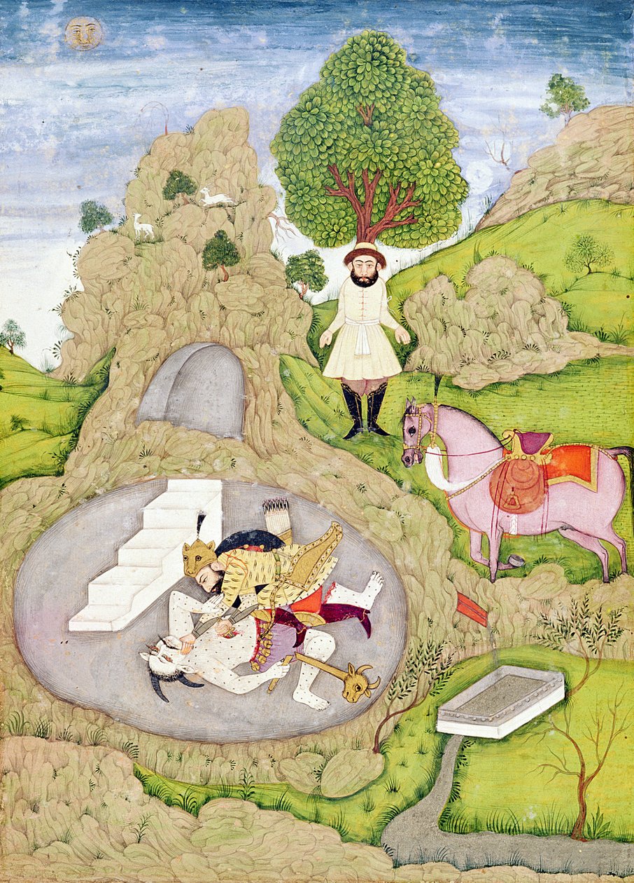 Rustam杀死白色恶魔，来自&39;Shahnama&39;（国王之书），由Abu&39;l-Qasim Manur Firdawsi（c.934-c.1020），来自大型Clive专辑 作者 印度学校