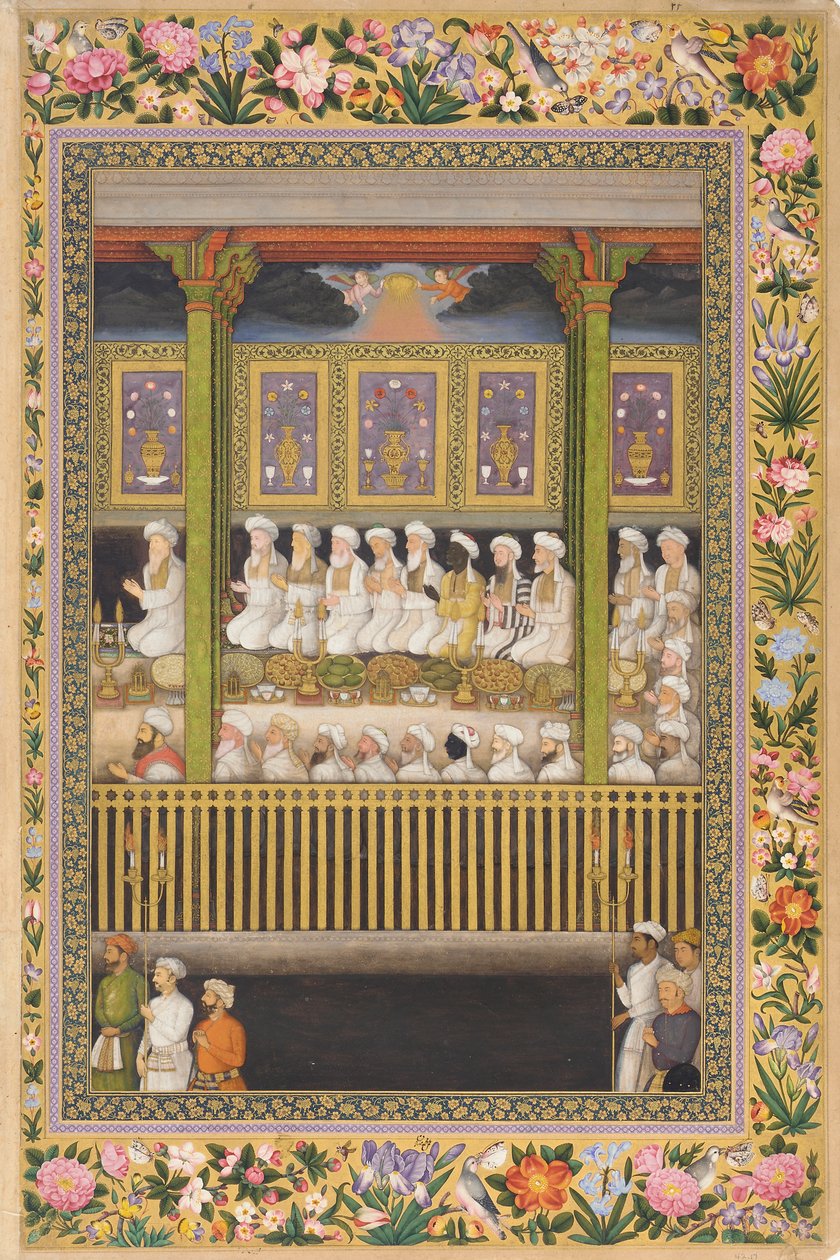 Shah Jahan荣获宗教正统，圣彼得堡专辑的页面，c.1635（不透明的水彩和纸上的黄金） 作者 印度学校