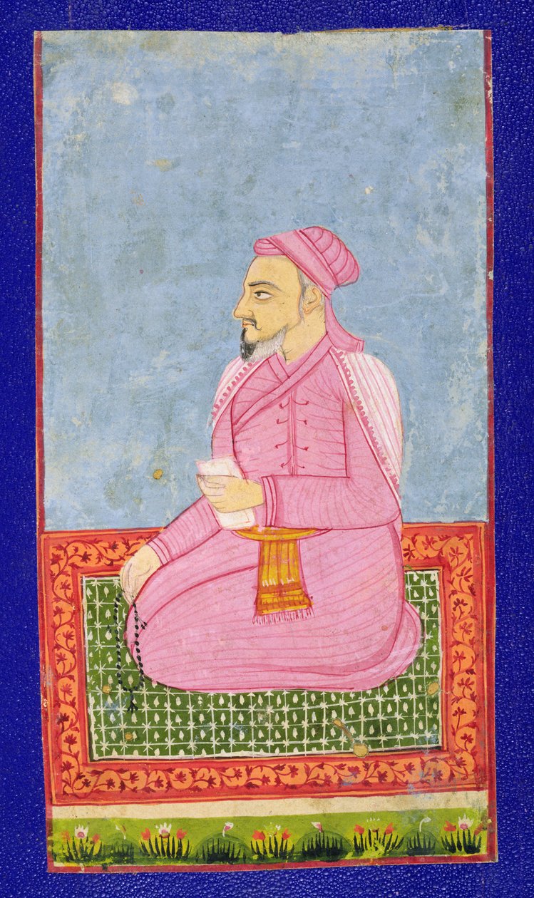 Shams Al-Umara，一本关于印度神秘主义者的书中的插图（纸上装有墨水的卡片） 作者 印度学校
