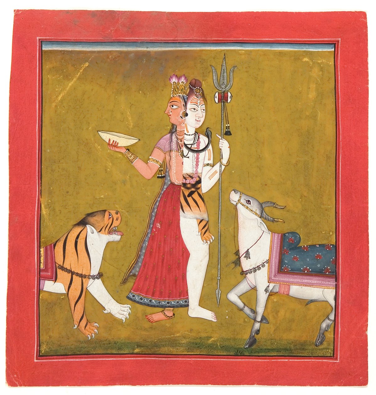 Shiva Ardhanarishvara，1715年（不透明的wc，纸上的金和银） 作者 印度学校