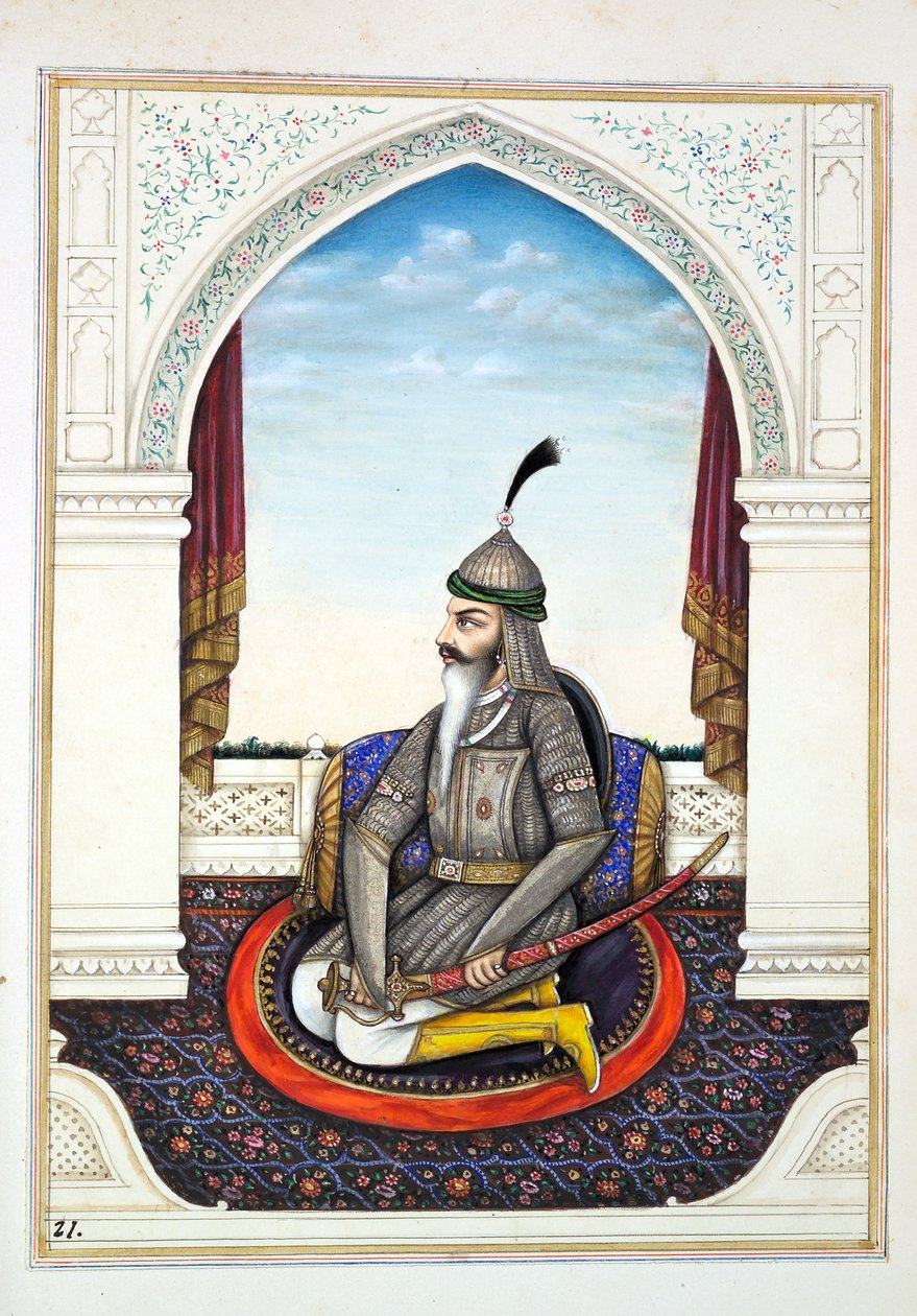 来自旁遮普王国的Sirdar Harri Singh，其统治者和酋长，第一卷，由一位身份不明的印度艺术家进行的27项水彩研究，1840年（纸上写着） 作者 印度学校