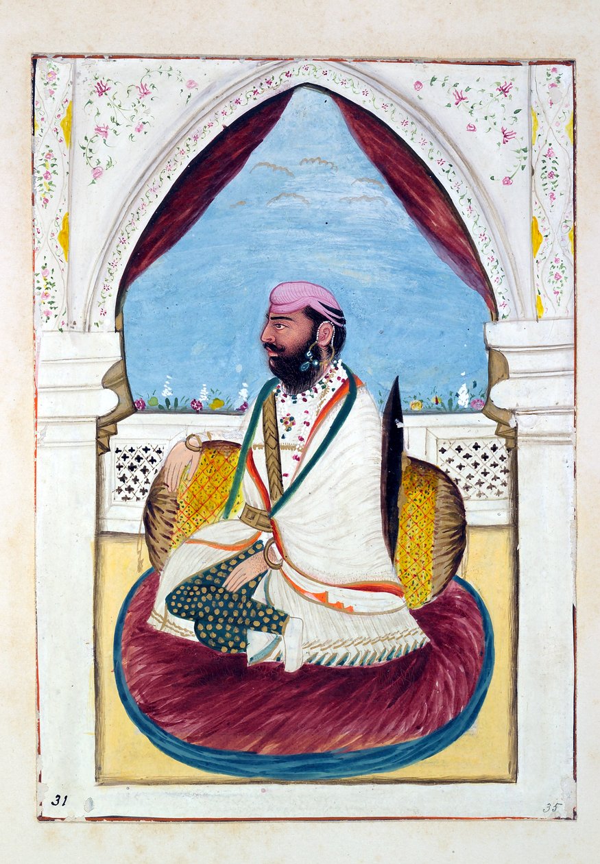 Sirdar Hukm Singh（Malwai），来自旁遮普王国，其统治者和酋长，第二卷，由一位身份不明的印度艺术家进行的30项水彩研究，第1840页（纸上写着） 作者 印度学校