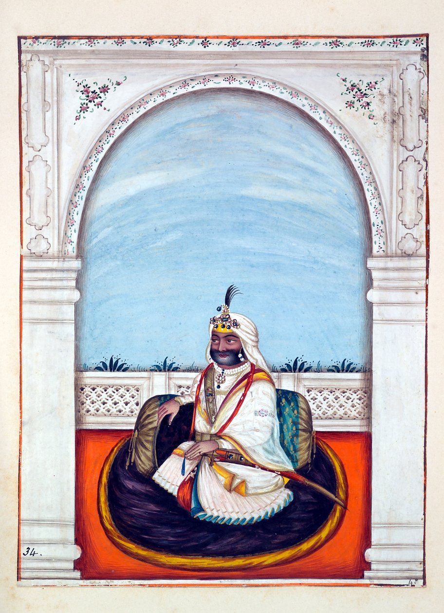 Sirdar Lehna Singh（Majithia），来自旁遮普王国，其统治者和酋长，第二卷，由一位身份不明的印度艺术家进行的30次水彩研究，1840年（纸上写着） 作者 印度学校