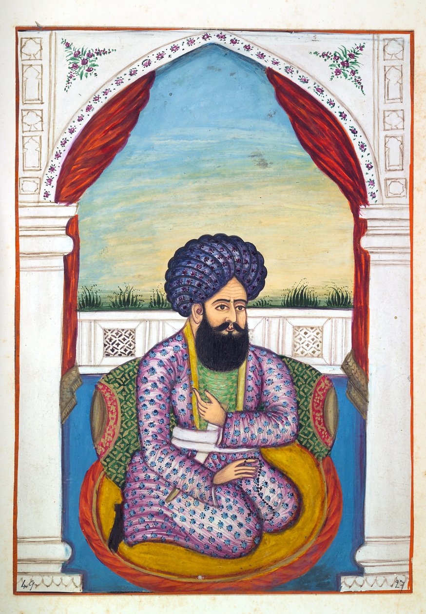 Sirdar Mohammad Sultan Khan，来自旁遮普王国，其统治者和酋长，第二卷，由一位身份不明的印度艺术家进行的30项水彩研究，第1840页（纸上写着） 作者 印度学校