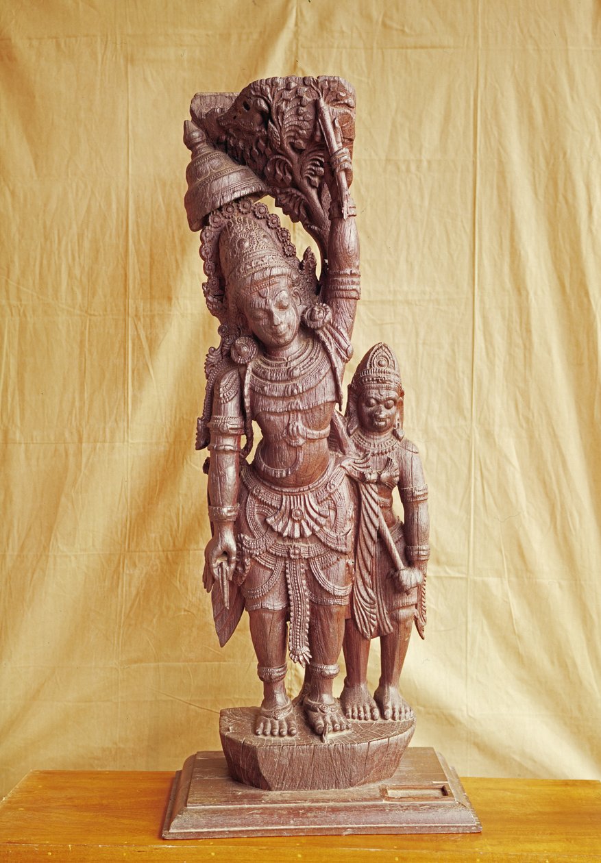 Sri Rama和Hanuman（木头） 作者 印度学校