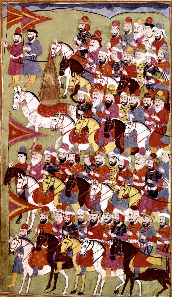 先知穆罕默德的故事，Hamla-i-Haydari，作者：Mirza Muhammad Rafi Bazil，1808年（纸上的墨水和颜色） 作者 印度学校