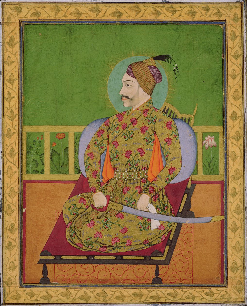 戈尔康达的Sultan Abdullah Qutubshah（reg.1626-72）1660年，莫卧儿德坎（纸上有金银的水粉） 作者 印度学校