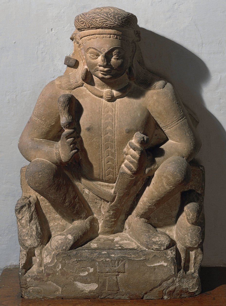 Surya, god of the sun. Red sandstone sculpture 作者 印度学校