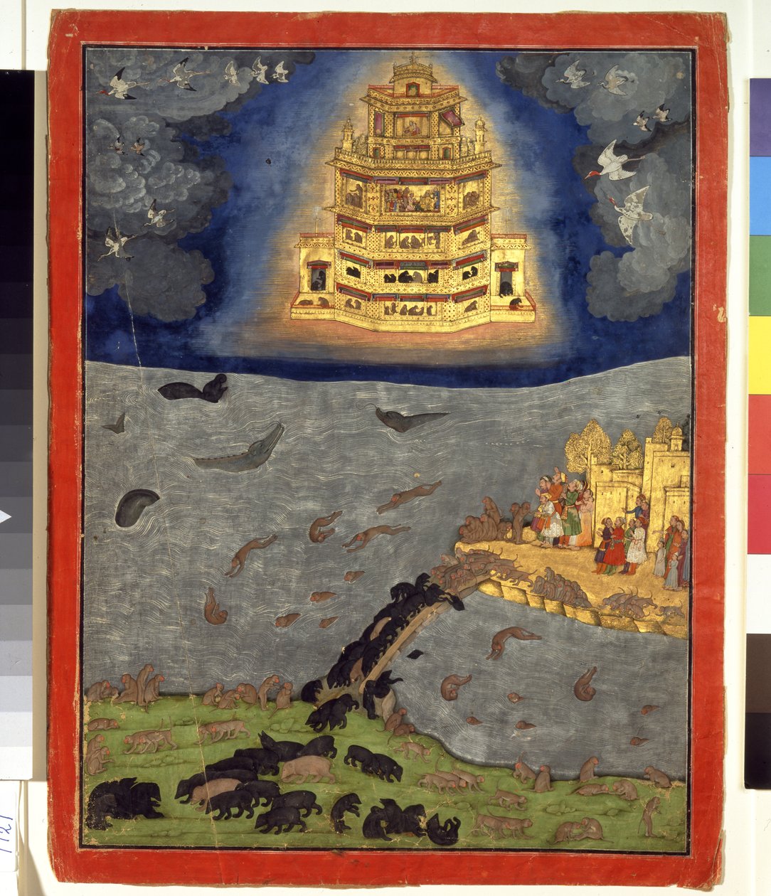 《天体战车》，约 1650 年（不透明水彩画和金纸本） 作者 印度学校