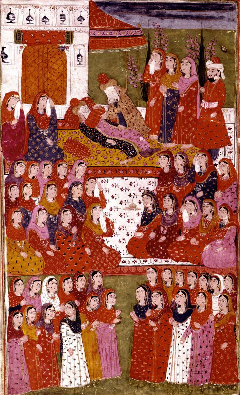 Abu Bakr的死亡，来自Hamla-i-Haydari的插图，作者：Mirza Muhammad Rafi Bazil，1808 作者 印度学校