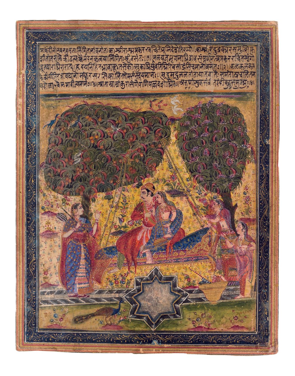 音乐模式，Vasant，c.1675（不透明的wc＆黄金在纸上） 作者 印度学校