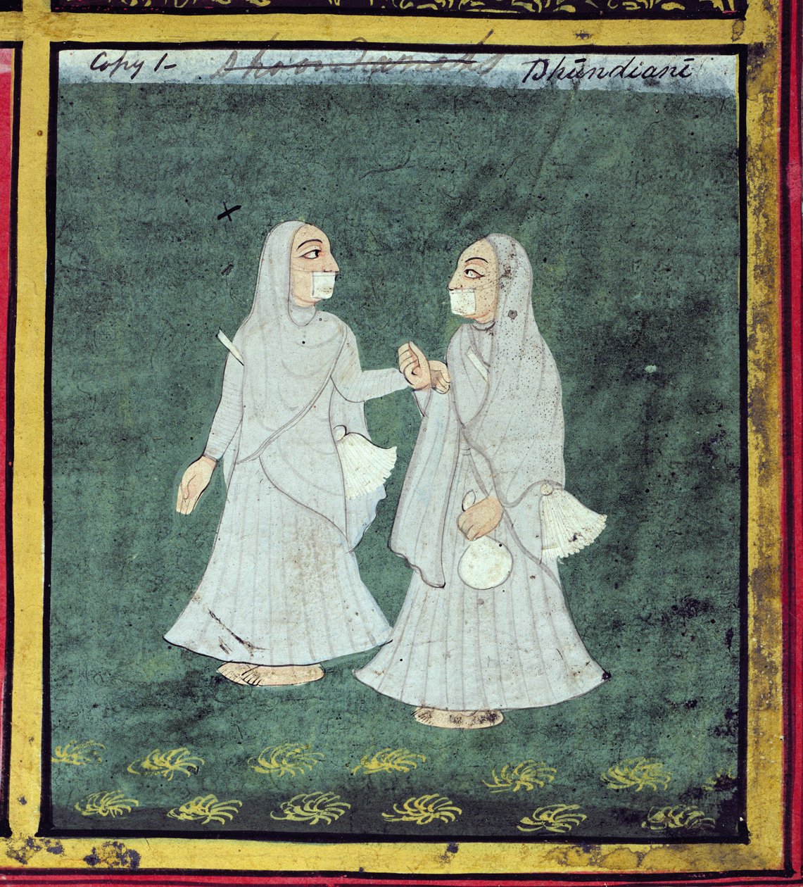 两名Dhondiya妇女，宗教乞讨者，乌代布尔，1810-20（详情）（另见136600） 作者 印度学校