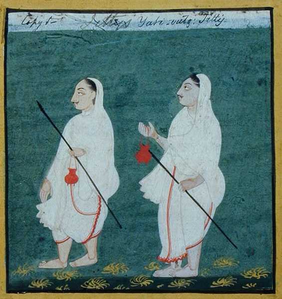 两位戴着哑铃的耆那教修行者，乌代浦尔，约1810-20（纸上水粉画）。 作者 印度学校