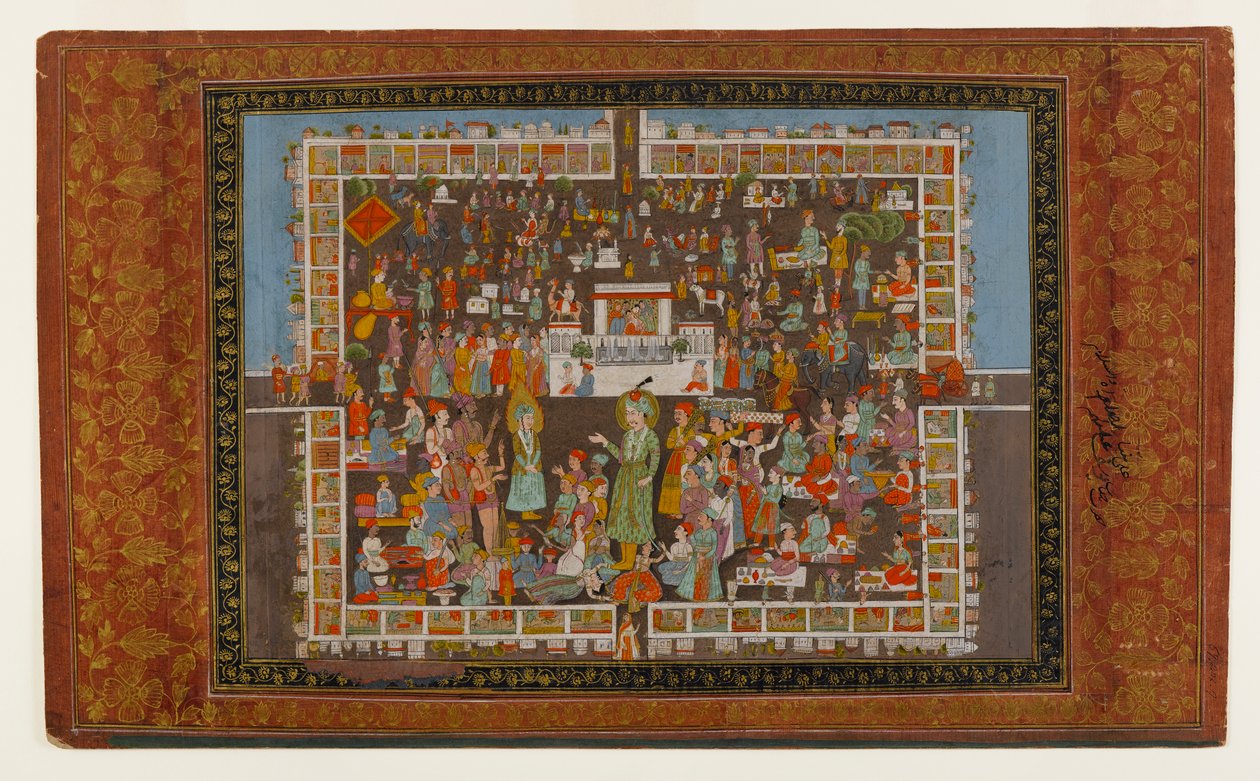 Yusuf和Zulaykha，1875-1900（纸上不透明的黄金和黄金） 作者 印度学校