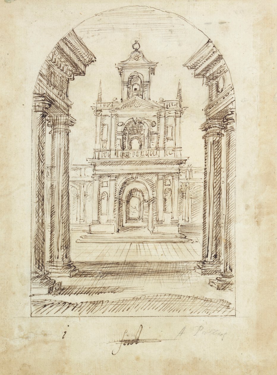A palace (pen & ink on paper) 作者 伊尼戈·琼斯（Inigo Jones）