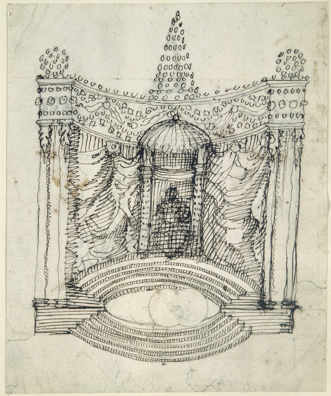 A throne (pen & ink on paper) 作者 伊尼戈·琼斯（Inigo Jones）