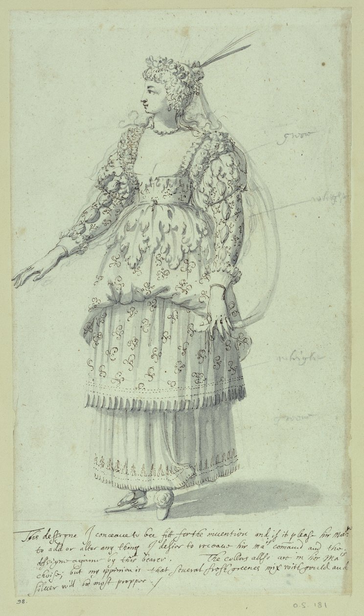 Chloris：Henrietta Maria 的最终草图，约 1631 年（纸上笔墨） 作者 伊尼戈·琼斯（Inigo Jones）