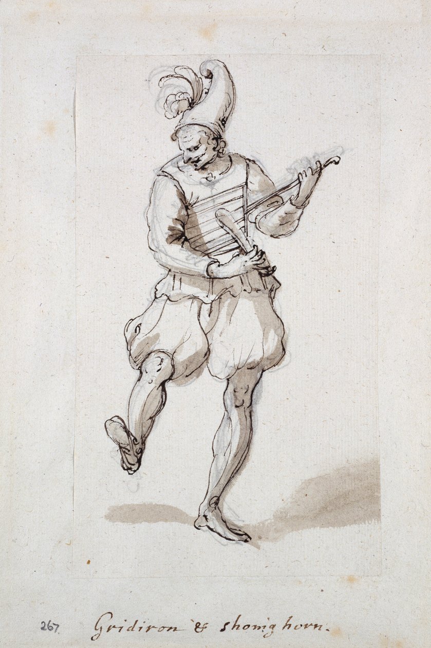 带烤架和鞋拔的男人（纸上笔墨） 作者 伊尼戈·琼斯（Inigo Jones）