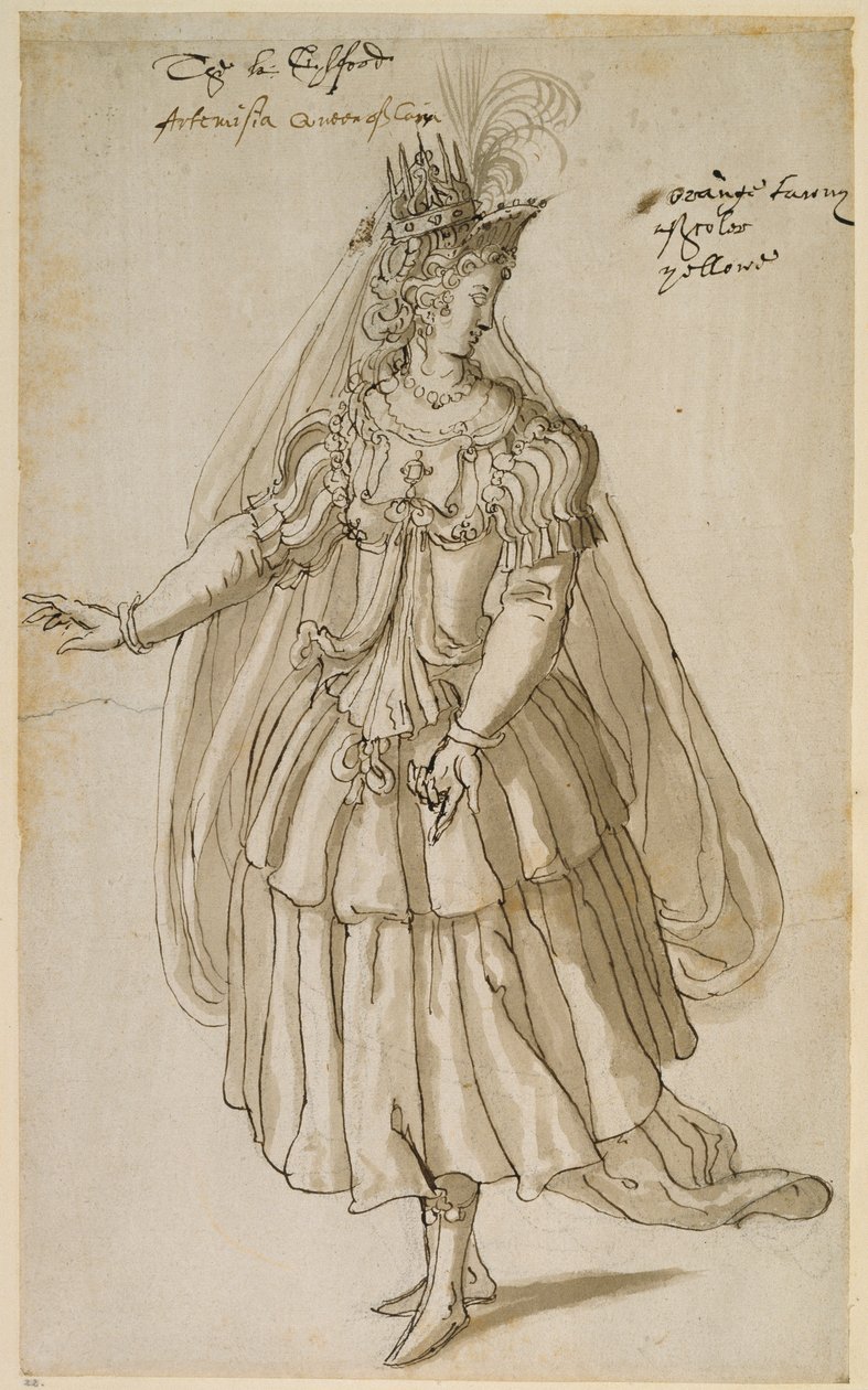 Queen Artemisia，约 1609 年（纸本笔墨） 作者 伊尼戈·琼斯（Inigo Jones）