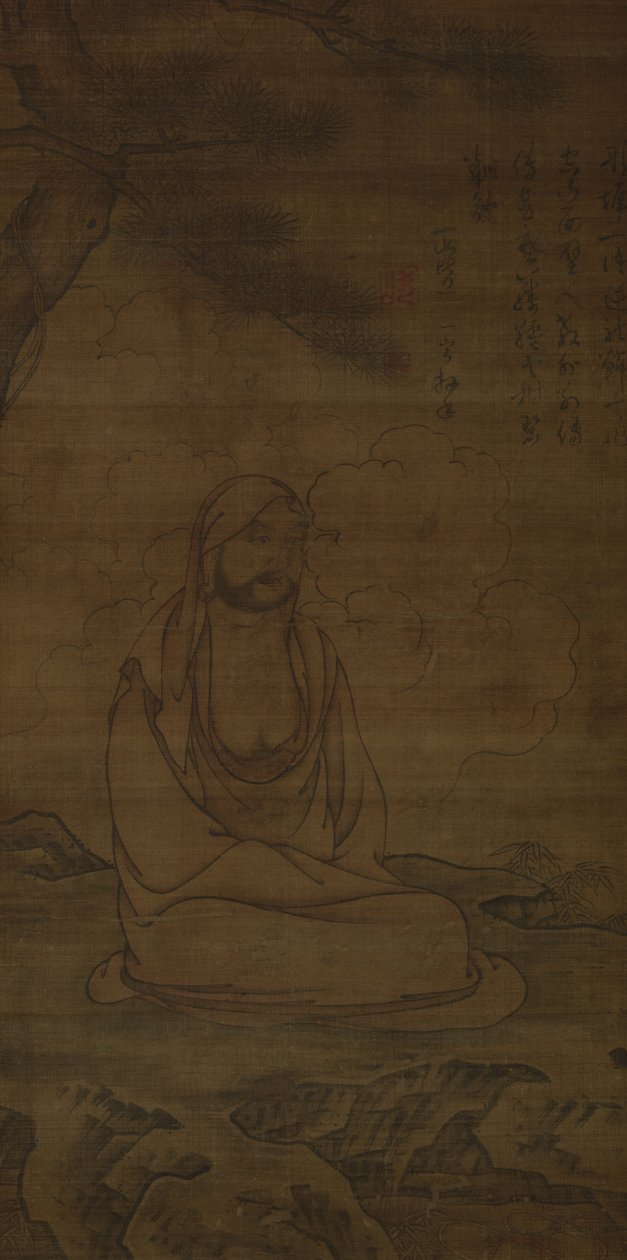 菩提达摩在松树下 作者 一山一山题词