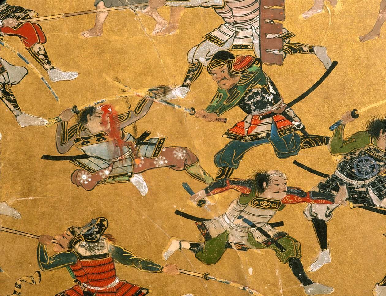 描绘大阪之战和其他战斗场景的细部展板，大阪城博物馆，2005 年（照片） 作者 艾拉·布洛克