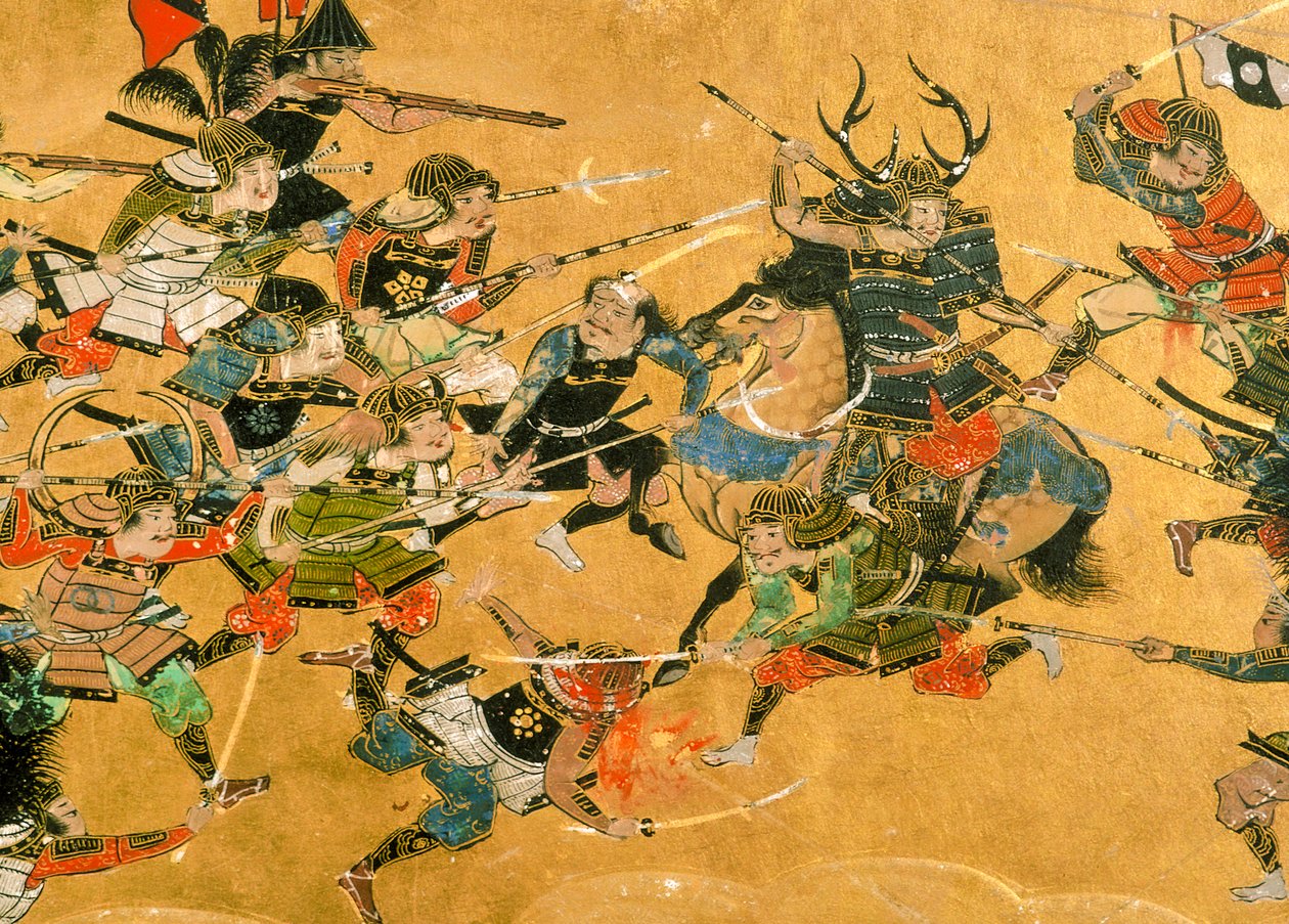 中间两幅画描绘了大阪战役的场景，2005 年，日本（照片） 作者 艾拉·布洛克