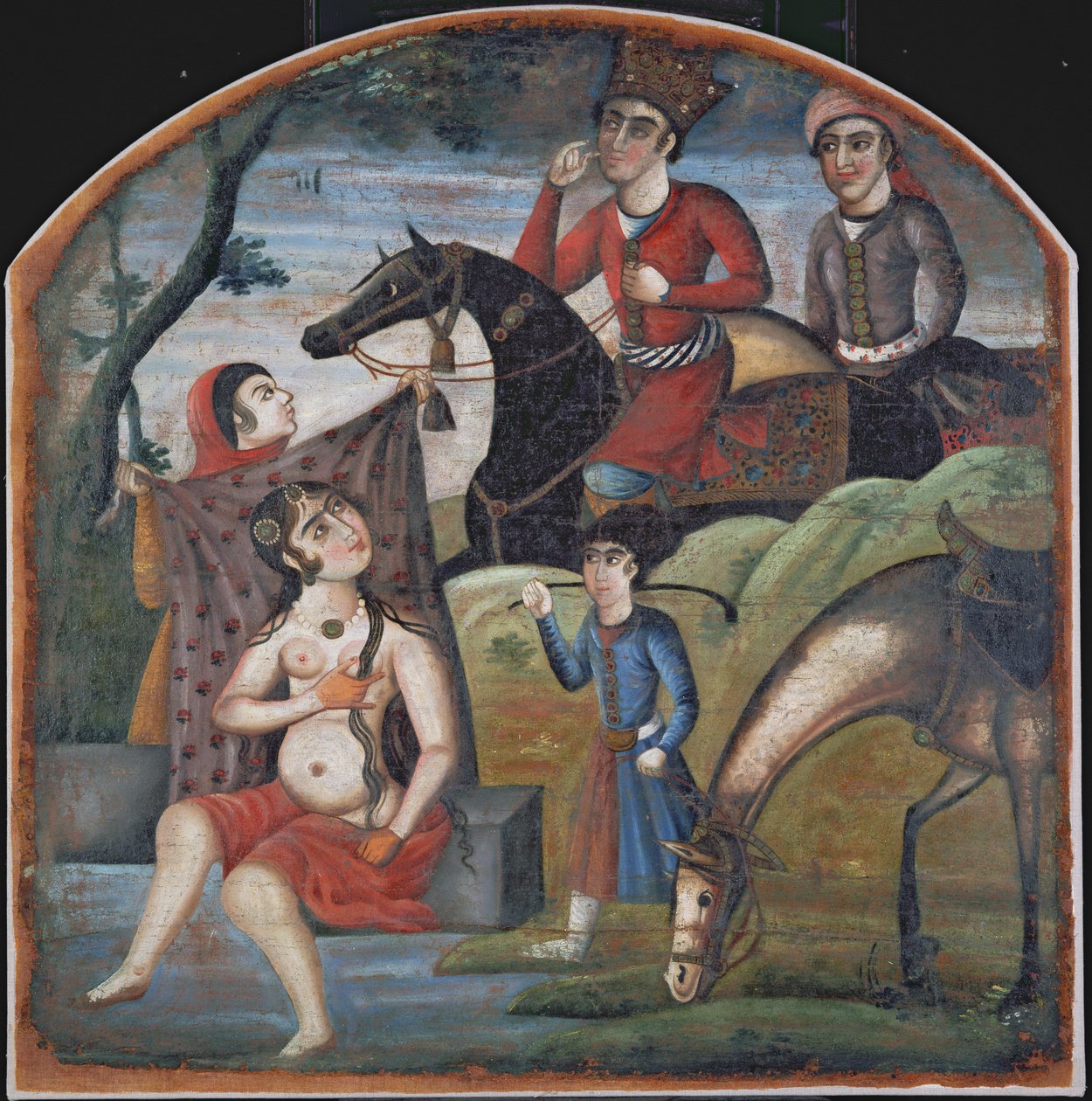 Khusraw在18世纪中期发现了Shirin Bathing 作者 伊朗学校