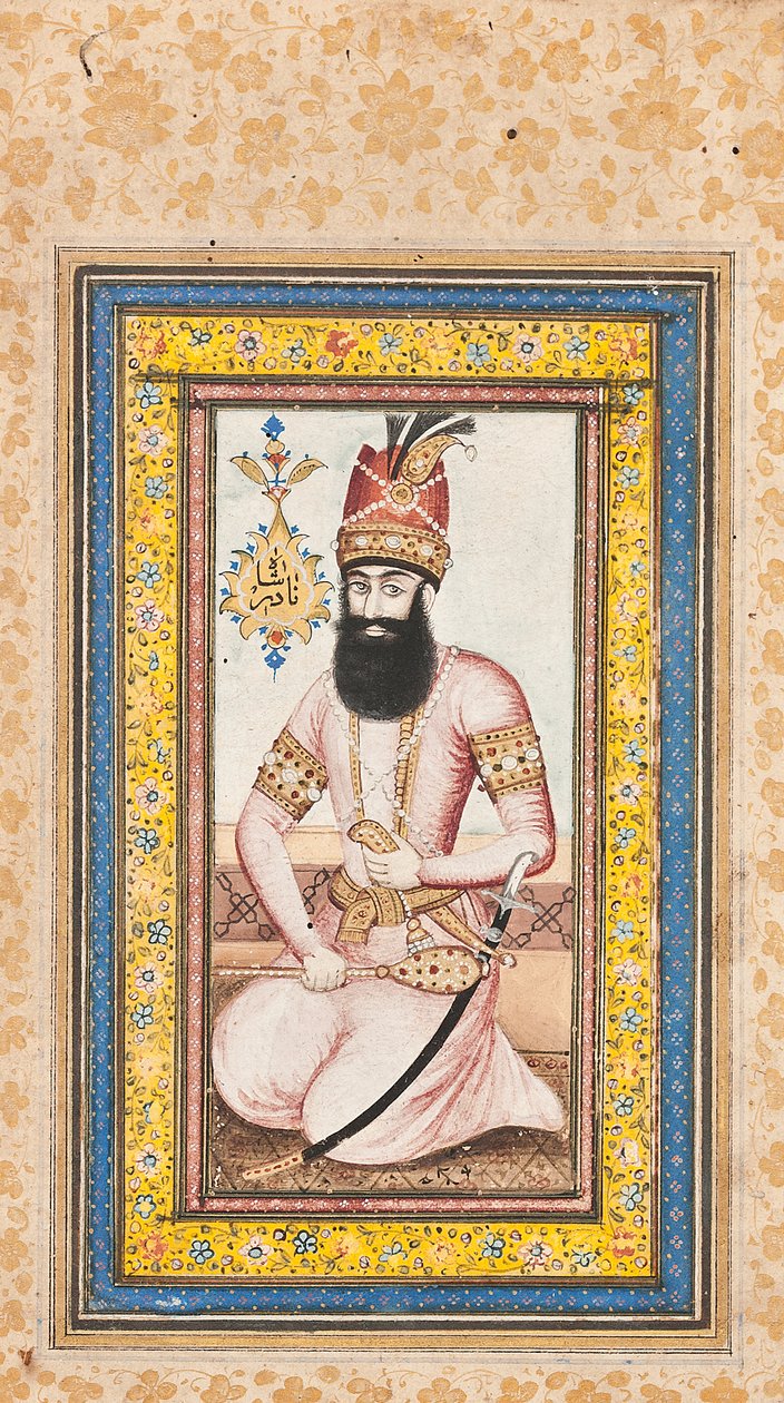 纳迪尔·沙阿（Nadir Shah）的肖像，与伊朗卡扎尔（Kari Khan Zand）的一对 作者 伊朗学校