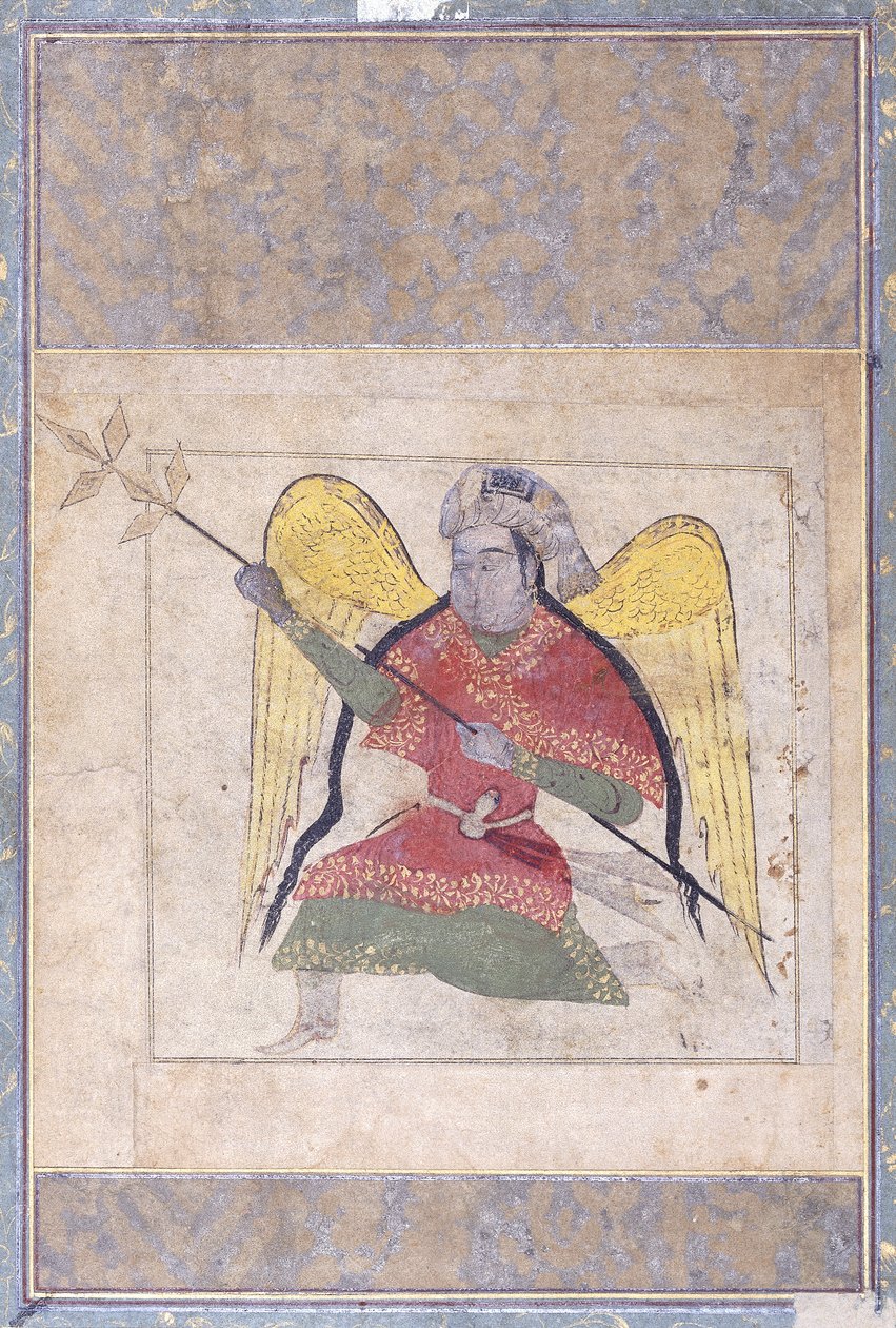 戴头巾的天使，背着杖，c.1370-80 作者 伊拉克学校