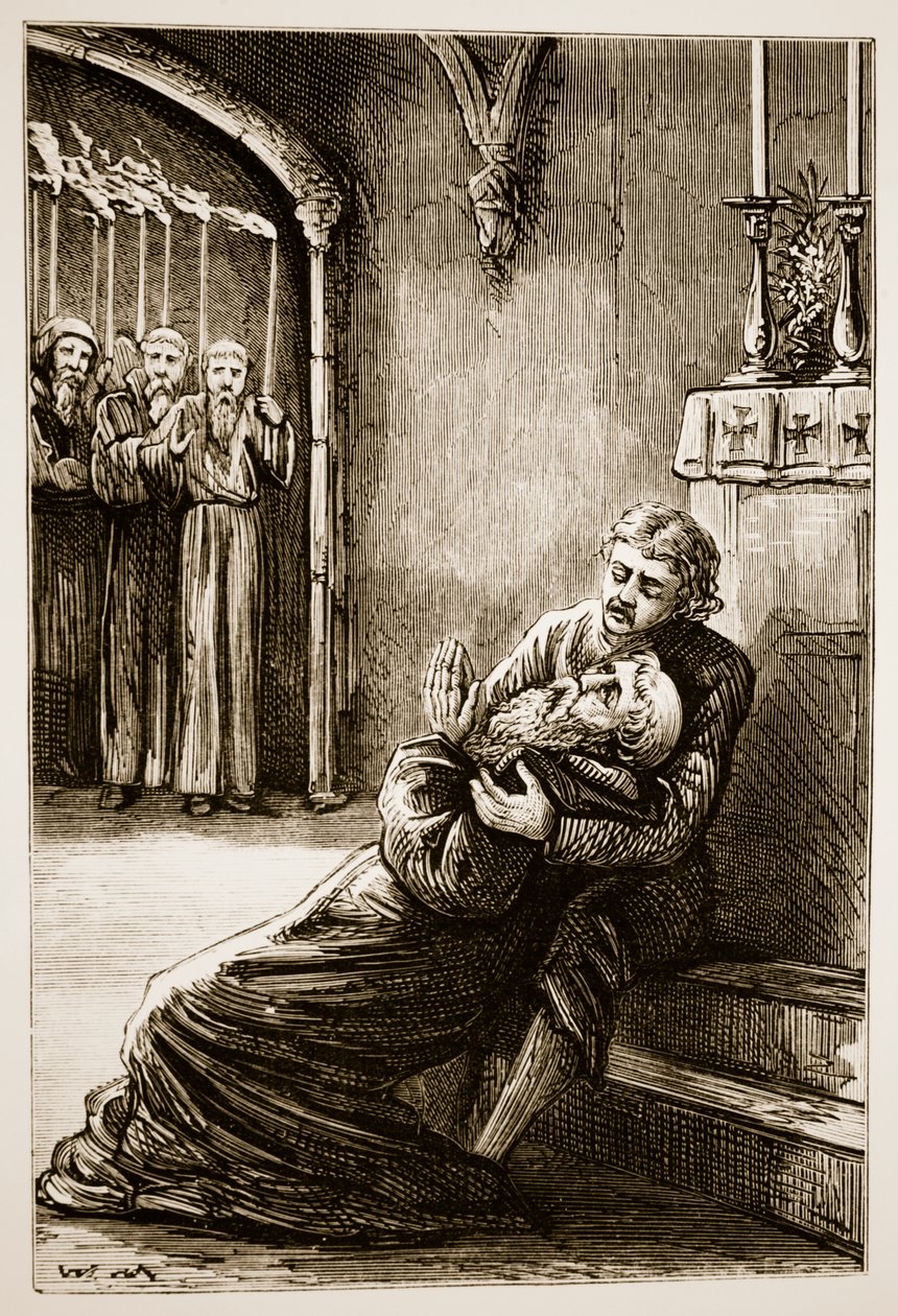 来自The Trias Thaumaturga的圣哥伦巴之死，或爱尔兰的三个神奇工作圣徒，Mary Cusack（1829-99）出版于1890年代 作者 爱尔兰学校
