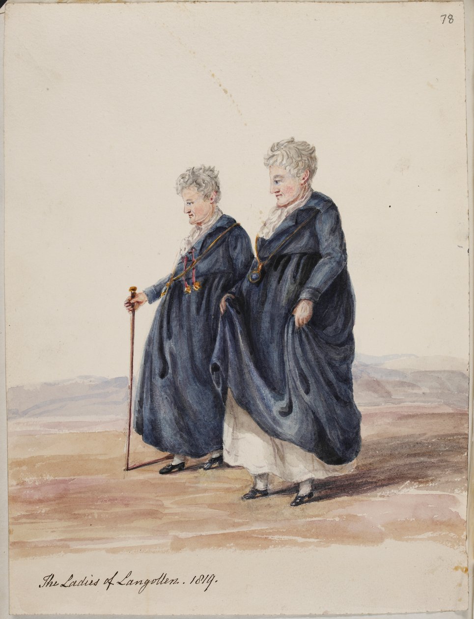埃莉诺-巴特勒夫人和莎拉-庞森比小姐，《兰戈伦的女士们》，约 1816 年（绘画）。 作者 爱尔兰学校