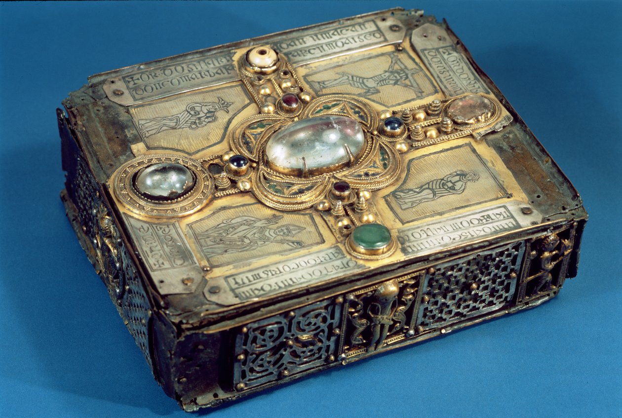 Stowe Missal神殿，来自蒂珀雷里郡Lorrha，1026-33（金属镶嵌半宝石） 作者 爱尔兰学校
