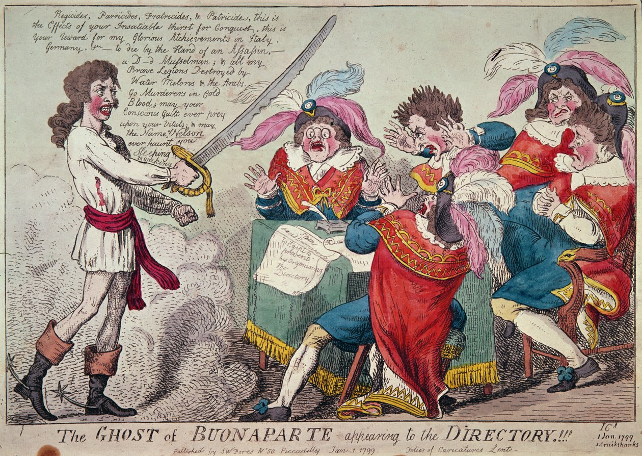 Buonaparte的幽灵出现在目录!!!，伦敦，1799年（彩色蚀刻） 作者 艾萨克·克鲁克申克