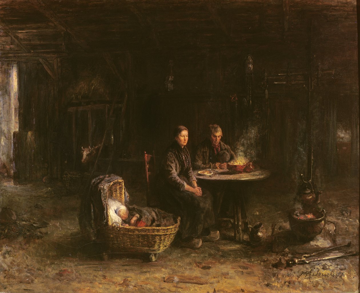 1885年在Delden附近的Karlshaven的一个农场享用午餐 作者 以撒以色列
