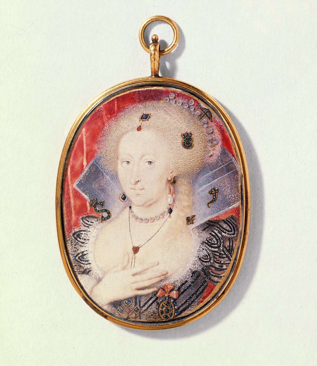 丹麦安妮的肖像，c.1612（在牛皮纸上的wc） 作者 艾萨克·奥利弗（Isaac Oliver）