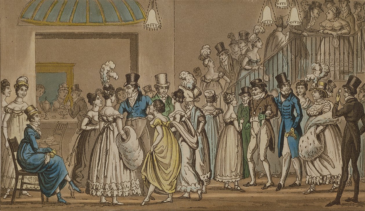 在考文特花园剧院的休息室，来自Pierce Egan的&39;Life in London&39;，1821-22（彩色aquatint） 作者 以撒，罗伯特和乔治·克鲁克香克