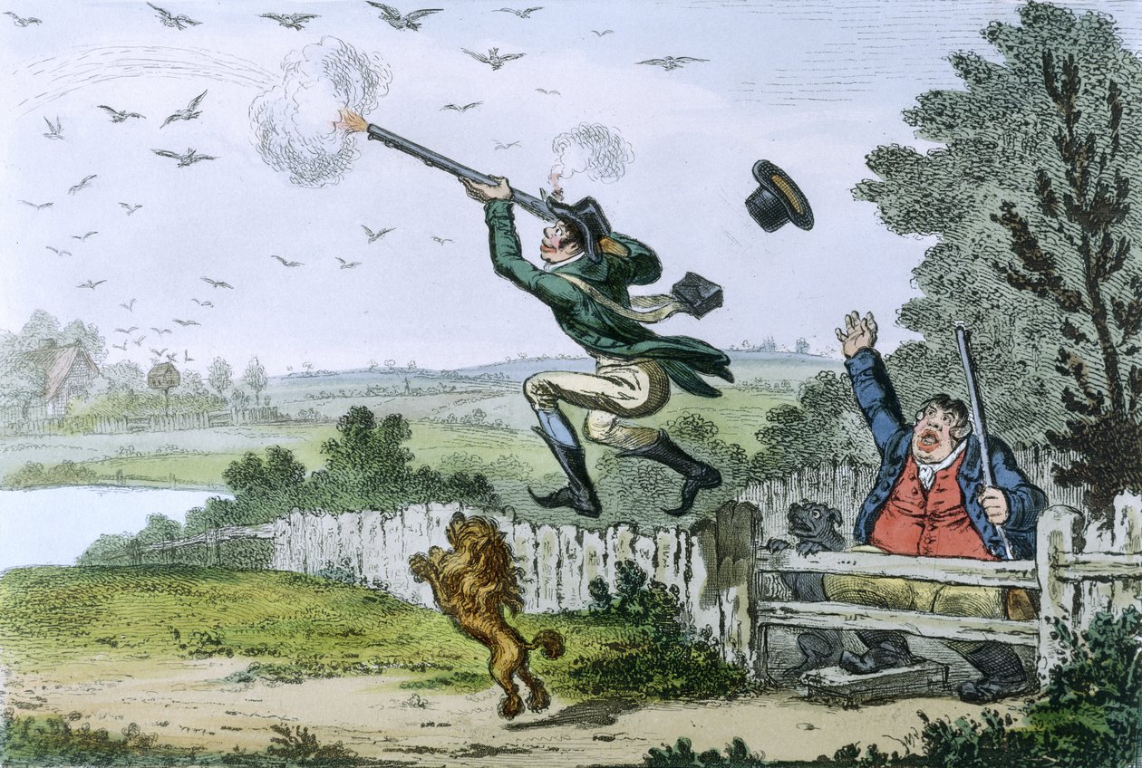 Cockney运动员：射击飞行，由James Gillray（1757-1815）1800（手工蚀刻）雕刻 作者 艾萨克·罗伯特·克鲁克香克