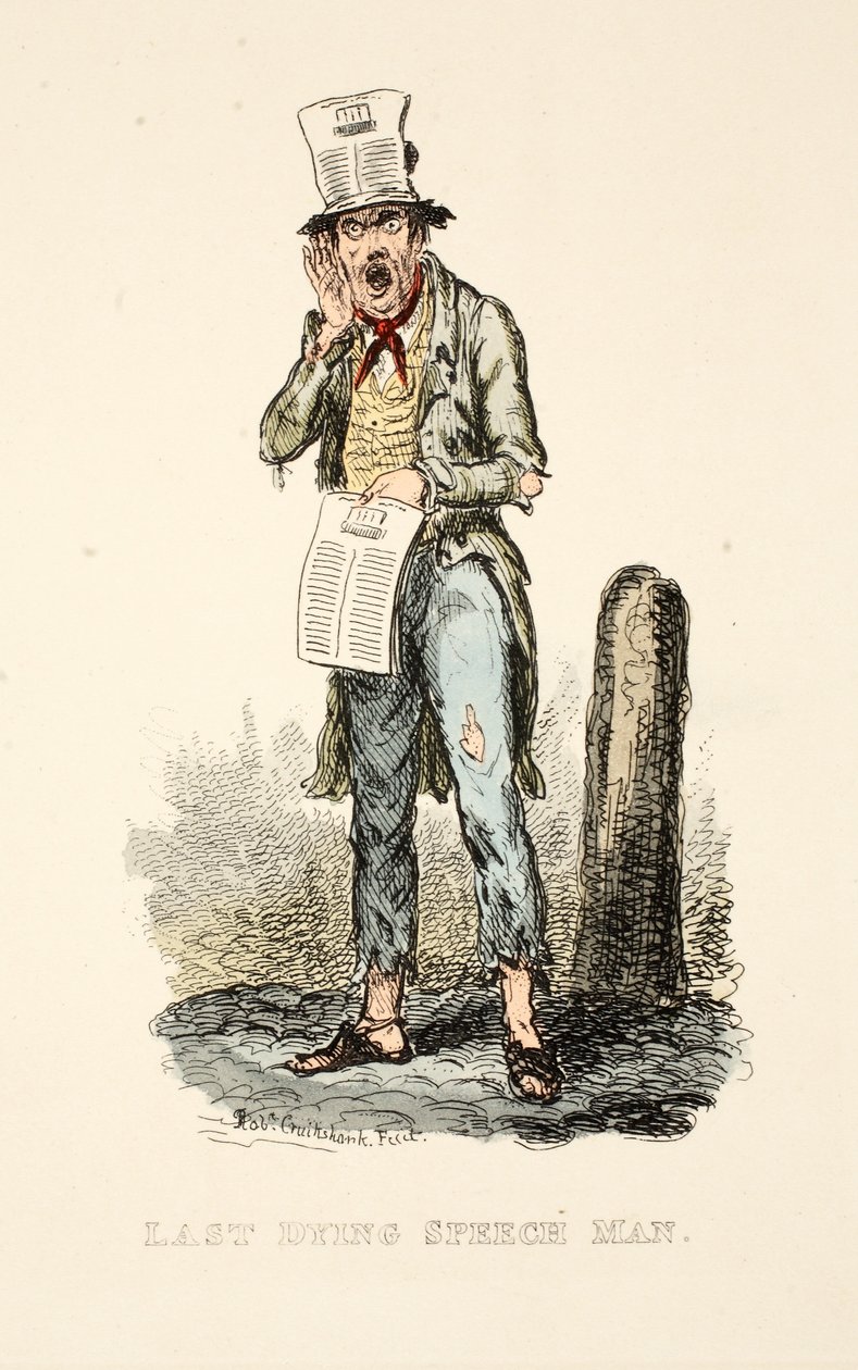 “The Gentleman&39;s Pocket Magazine”中的最后一位垂死的演讲人，酒吧。 1827年（手工彩色雕刻） 作者 艾萨克·罗伯特·克鲁克香克