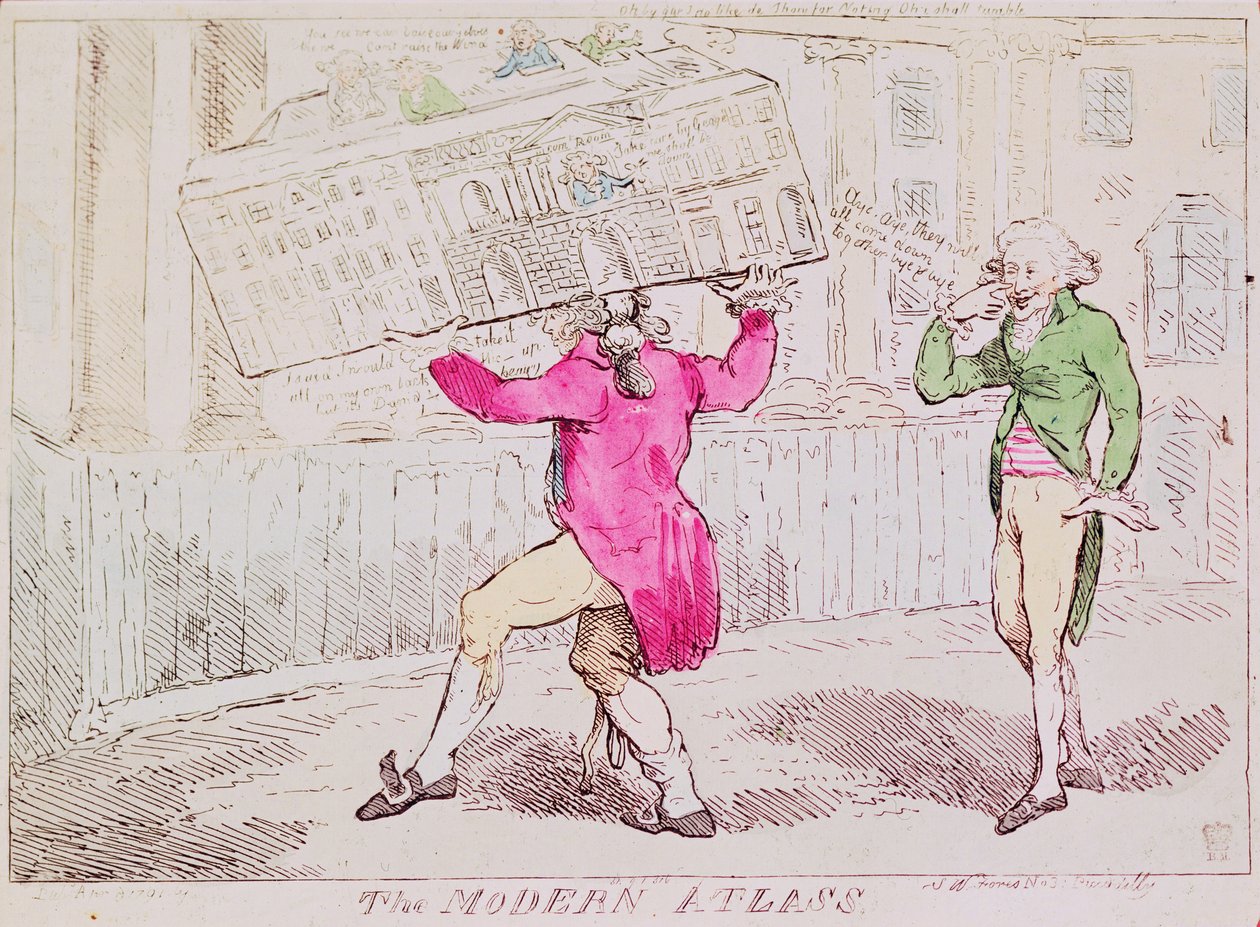 现代阿特拉斯，由SW Fores出版，1791年（手工彩色雕刻） 作者 艾萨克·罗伯特·克鲁克香克